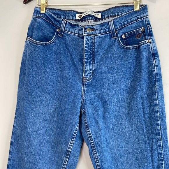 Vintage Harley-Davidson Y2K Straight Leg Jeans Blue Medium Wash Rigid 12 Long - Picture 3 of 13